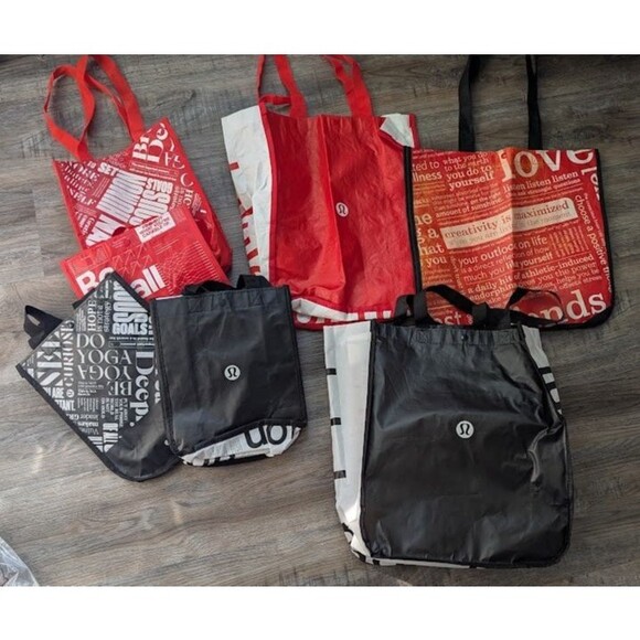 Lot of 7 Lululemon Reusable Shopping Tote Bag Grocery 2 Large 1 Med 4 Small - Picture 2 of 4